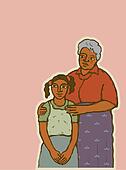 Drawing of grandmother holding grandchild ama0023 - Search Clipart