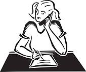 Clipart of Woman writing notes cfr0121 - Search Clip Art, Illustration