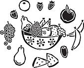 Drawing of A bowl full of fruit kle0133 - Search Clipart, Illustration