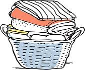 haufen, von, wäsche, in, a, korb, gegen, weißer hintergrund