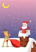 Clip Art of Santa is going down the Chimney u12557022 - Search Clipart